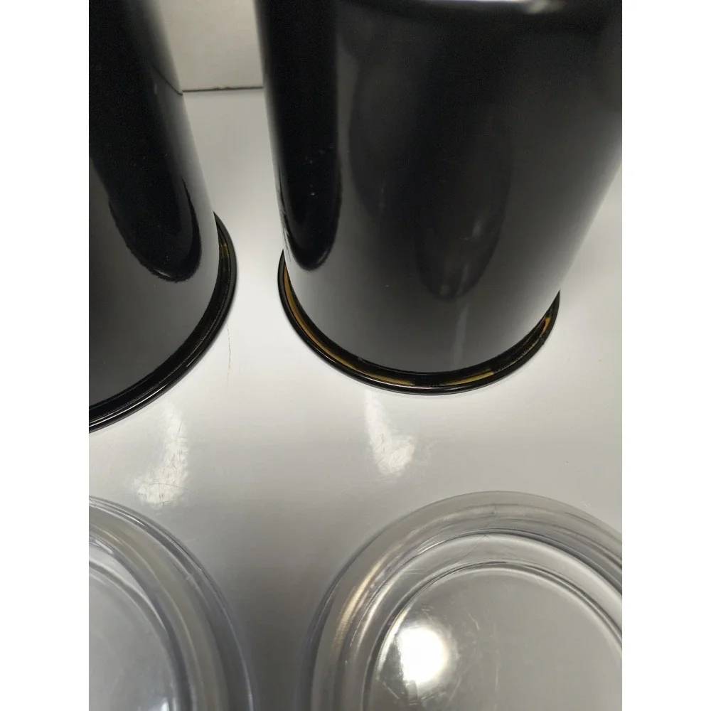Canister Set Black Metal W Air Tight Acrylic Lid Kitchen Bathroom Office Storage